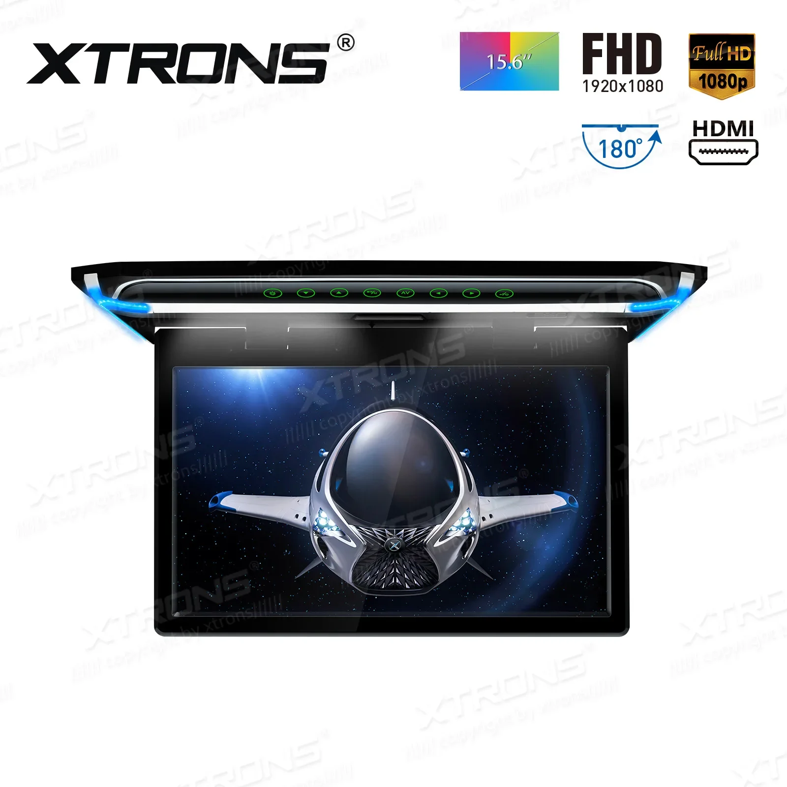 XTRONS 15,6 inch auto-tv dakmonitor 1080P video HD digitaal TFT-scherm breedbeeld ultradunne auto MPV dakmontage