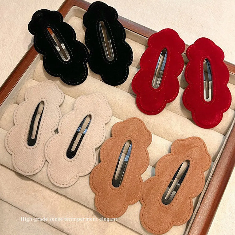 

4PC Fashion Classic Style velvet Solid BB Hair Side Clips Vintage Hairpin for Girls Women Korean Hair Accessories