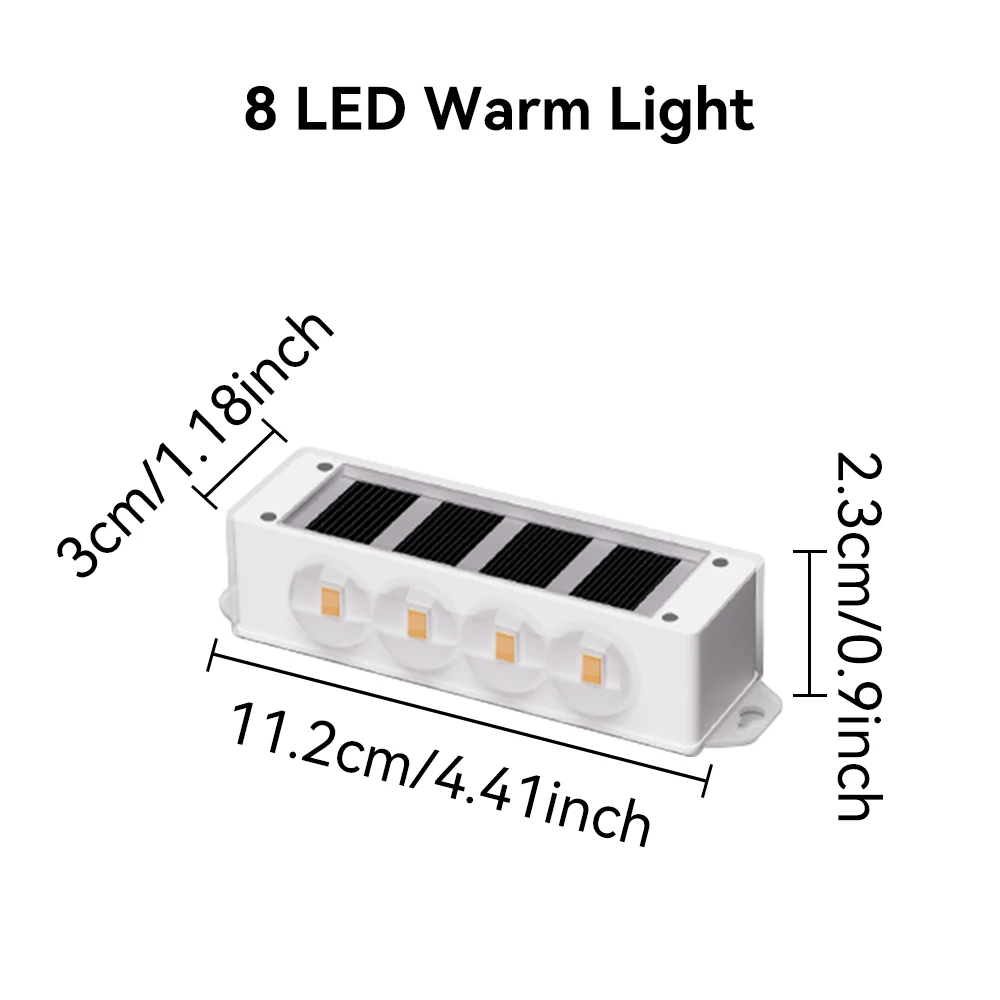 4 Stück Solar-Wandleuchten, 8 LEDs, warmweißes Licht, wasserdicht, für den Außenbereich, mit automatischer Ein-/Ausschaltfunktion, einfache Installation, ideal für die Dekoration von Innenhöfen, Gärten und Zäunen. – Detail 2