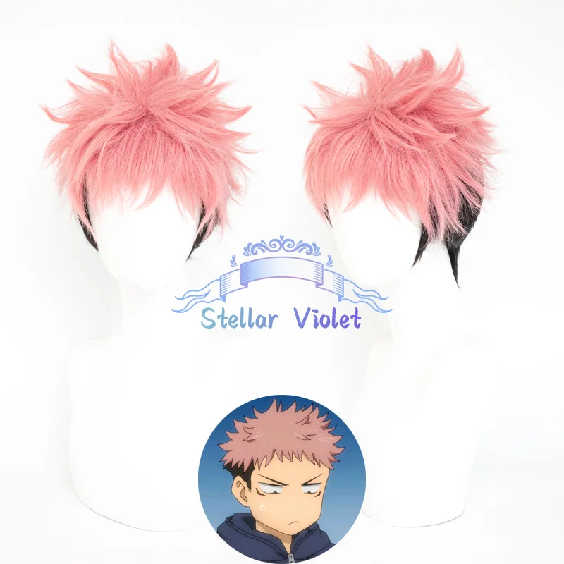 

Аниме Jujutsu Kaisen Yuji Itadori Ryomen Sukuna Косплей Парик Розовый Черный 30 см Термостойкие Синтетические Волосы Аниме Парики + Кепка Для Парика