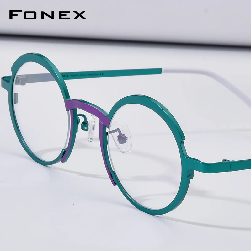 FONEX Titanium Eyeglasses Frame Women Fashion Brand Design Retro Round Glasses Men Vintage Ultralight High-Quality Eyewear 85774