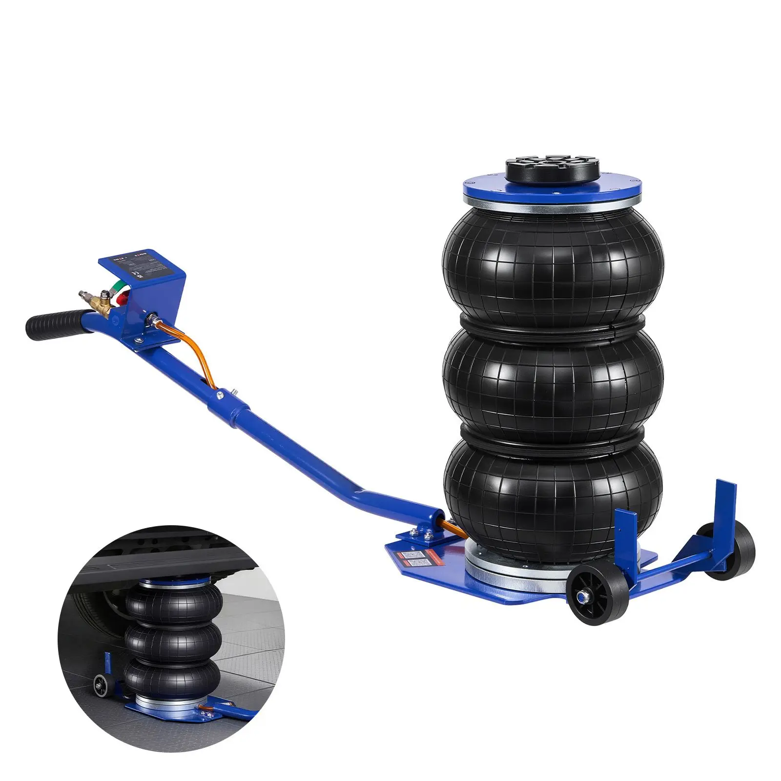3 Tons/6613 Pounds, Triple Airbag Air Jack, Can Be Lifted and Lowered in 1-6 Seconds, Air Pressure Steel Pipe Car Jack, Can Be Lifted and Lowered 17.7 Inches/450 Mm