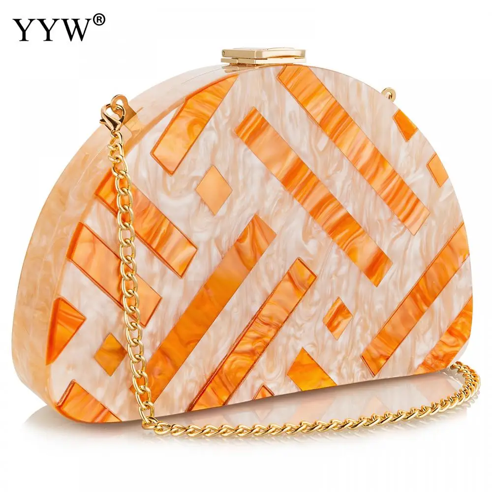 New Trendy Bags Brand Colorful Shell Acrylic Clutch Purse Women Marble Bag Luxury Elegant Lady Evening Bag Roud Cute Handbag