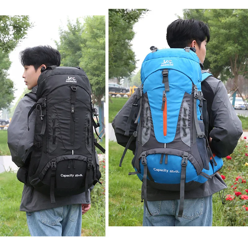 70L Camping Backpack Men\'s Travel Bag Climbing Rucksack Large Hiking Storage Pack Outdoor Mountaineering Sports Shoulder Bags