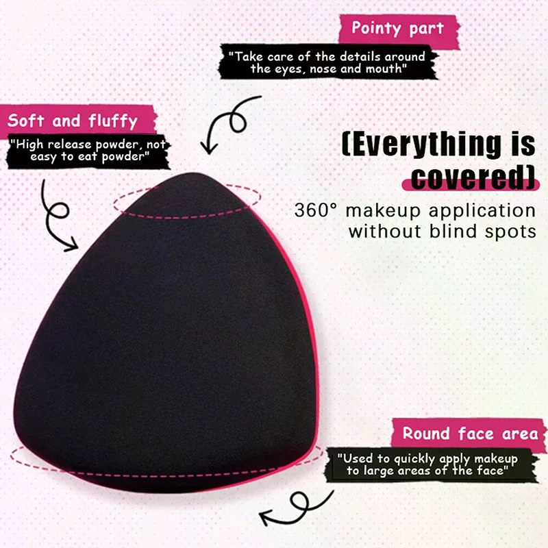 3 Pz/set Trucco Fondotinta Spugna Triangolare Cuscino Spugna Bagnato Asciutto Doppio Uso Morbido di Alta Qualità Soffio Cosmetici Applicatore Strumento