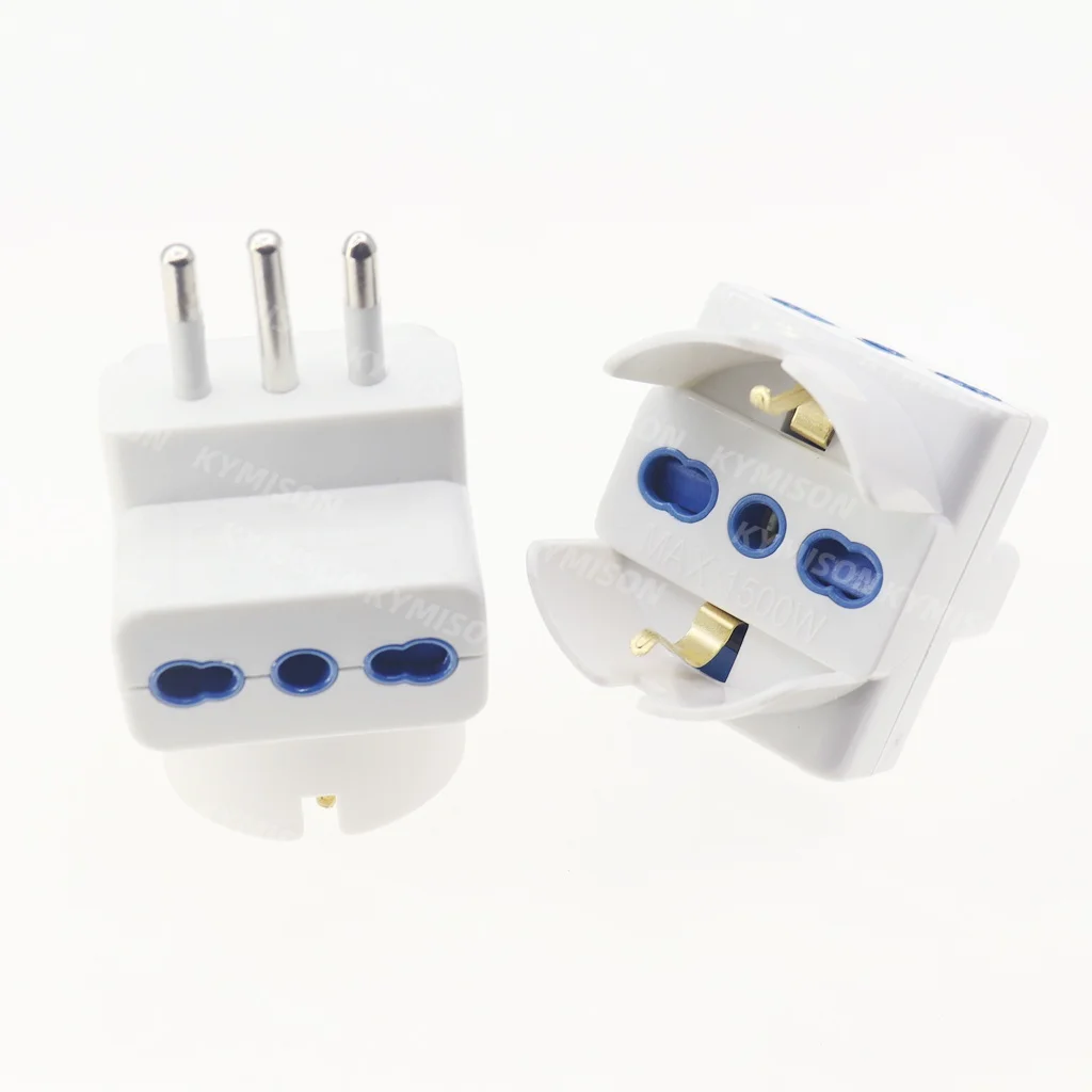 1 way to 3 way Italian to Italian 3 pins plug travel adaptror 10A for Chile, Uruguay, Italy