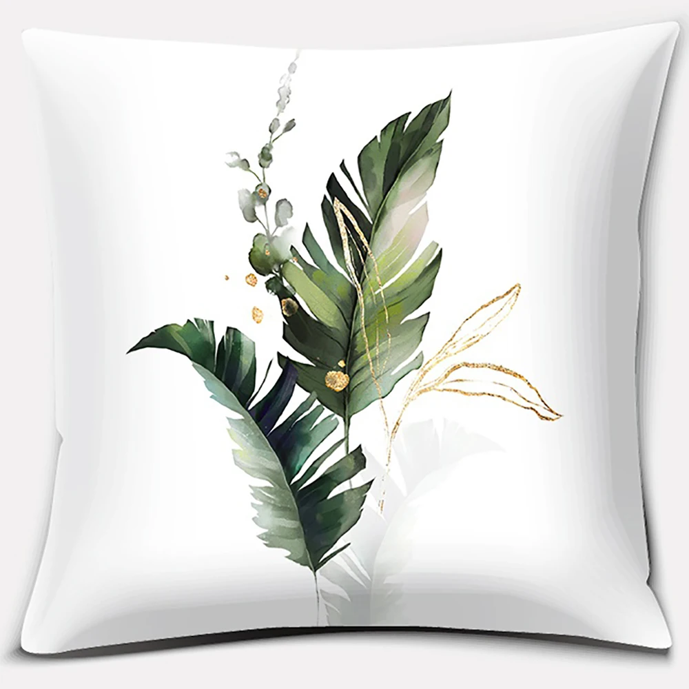 Bean Green Floral Patterns Series Pillow Gift Home Office Decoration Pillow Bedroom Sofa Car Cushion Cover Pillowcase