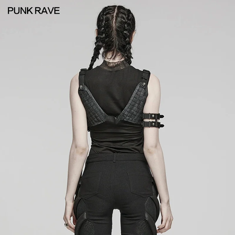 PUNK RAVE Women\'s Punk Black Shoulder Harness Small Bags Are Detachable Personalized Novelty Casual Accessories