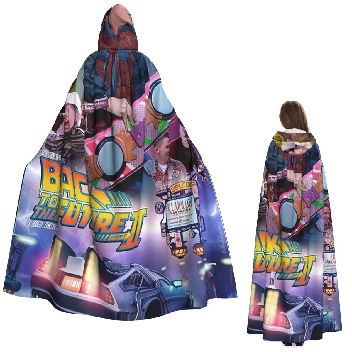

Back To The Future Long Hooded Cloak Witch Medieval Costume Cosplay Cape HalloweenVampire Adult Unisex