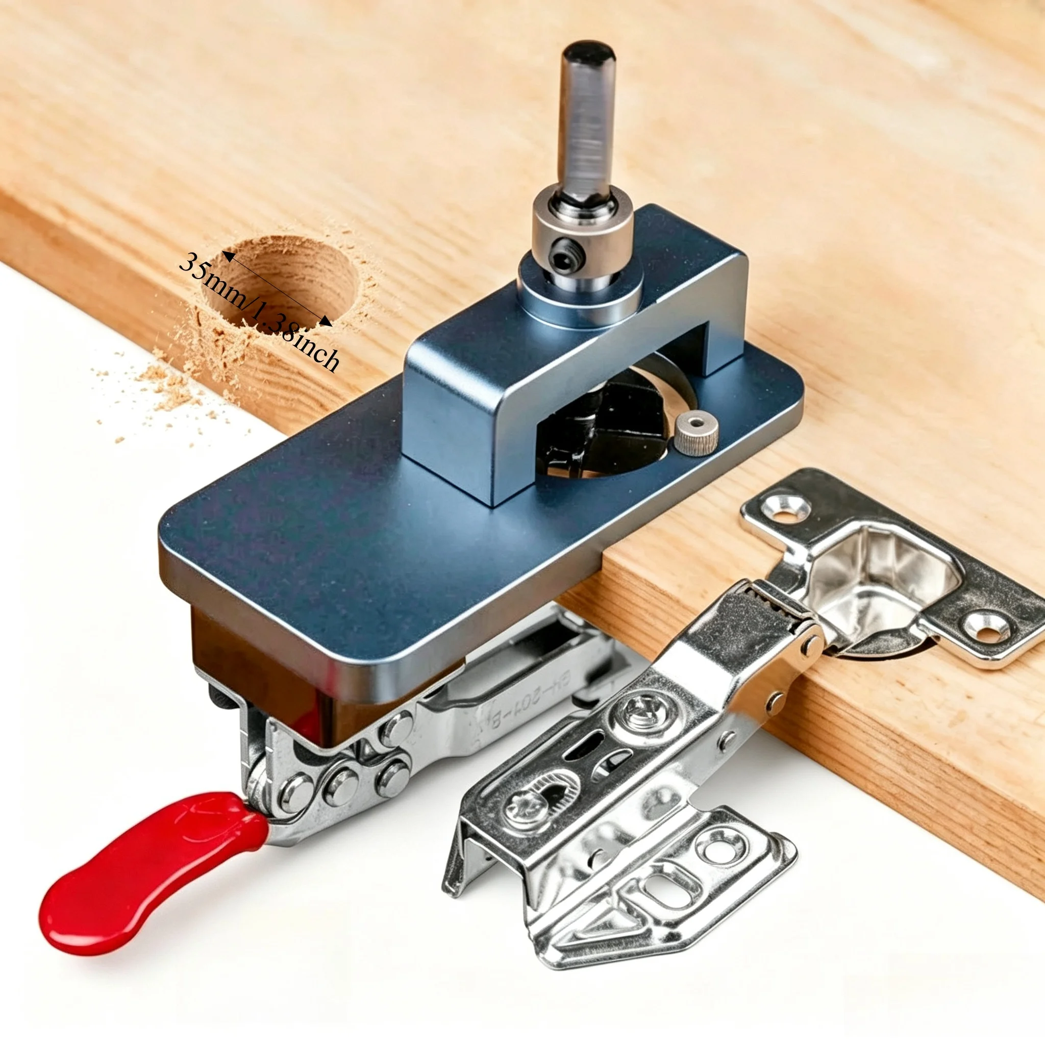 Holzbearbeitung 35mm Verdecktes Scharnier-Bohrschablonen-Set oder Bohrzubehör, Scharnier-Bohrlehre Bohrführung für Schrank- und Schubladenwerkzeuge
