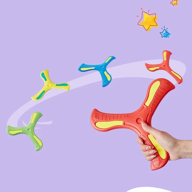 Children Outdoor Sport Flying Disc Soft EVA Touching Boomerang Return Dart Hand Throw Spinner Parent-Child Interactive Game Toys