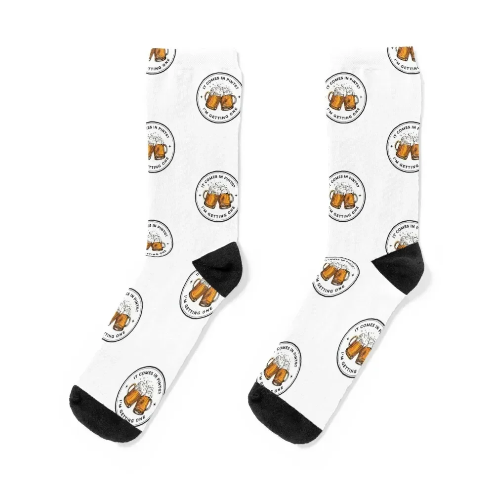 It Comes In Pints - I'm Getting One - White - Fantasy Funny Beer Socks new year custom snow Socks Male Women's