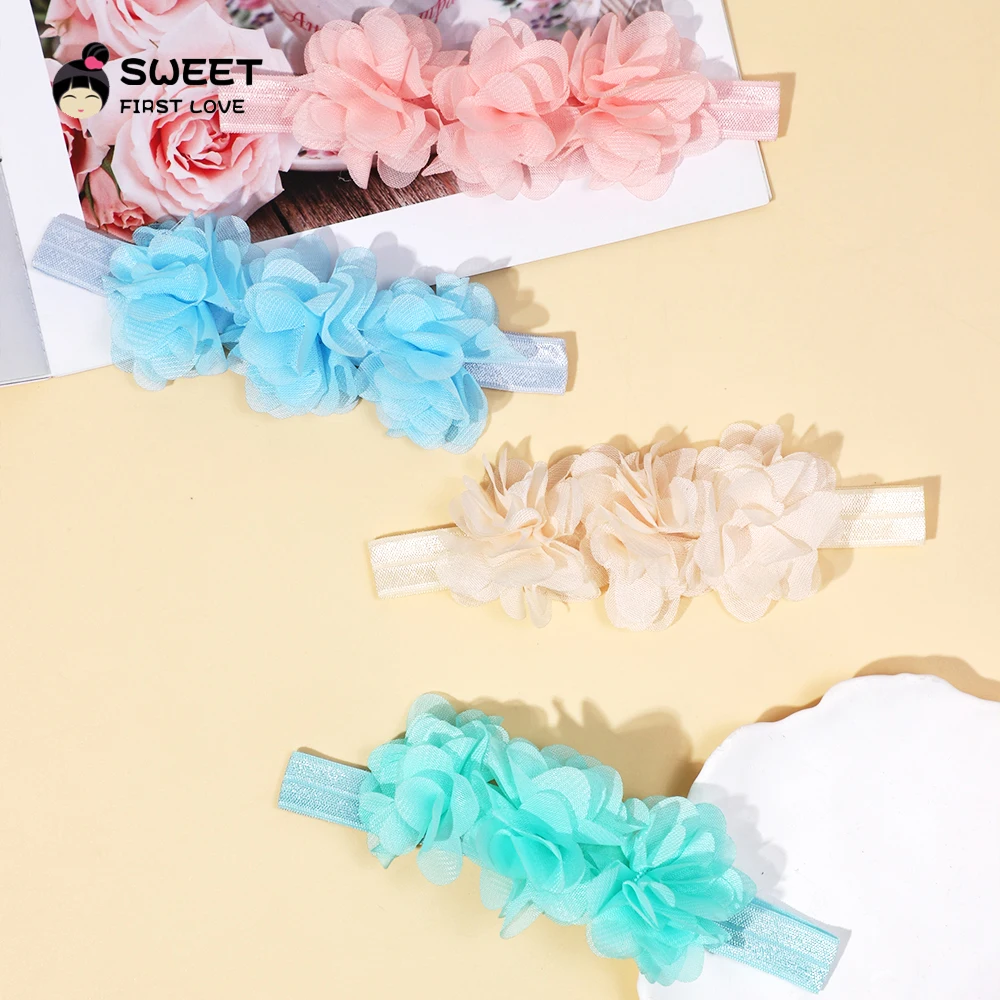 Candy Colors Baby Flower Hairband Broadside Headband Kids Girls Boutique Elastic Protect Turban Headwear Kids Hair Accessories