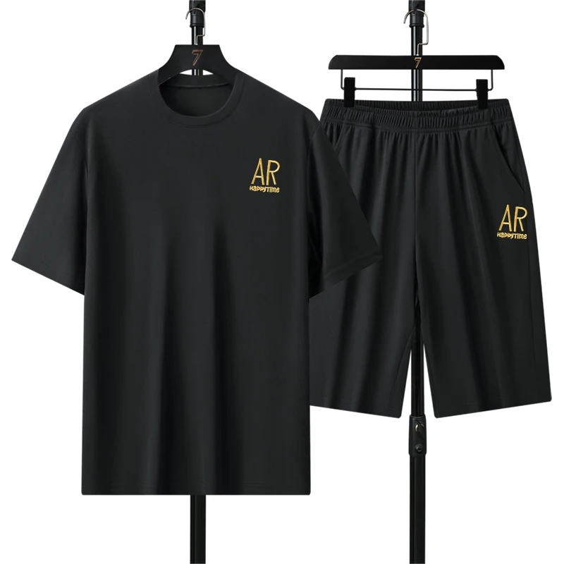 

Men's Tracksuit Casual Sport Ice Silk Set Outdoor Jogging Training Fitness T-shirt Quick Drying Breathable Short-sleeved Sets