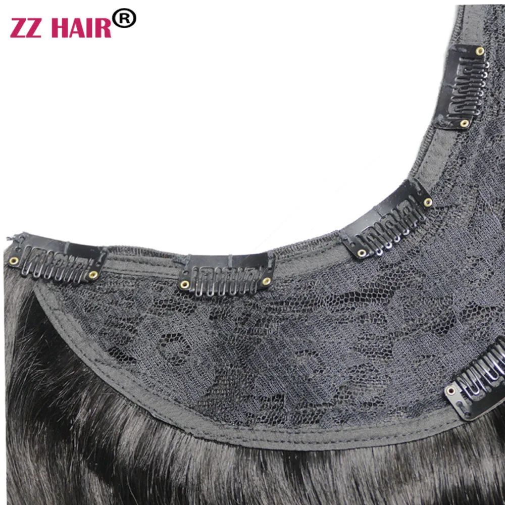 ZZHAIR 100% وصلات شعر ريمي بشري برازيلي 140 جرام-160 جرام 16 "-26" U قطعة شعر مستعار بمشبك طبيعي مستقيم #4