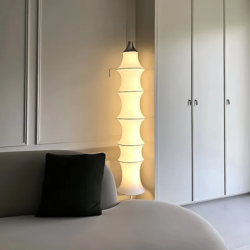 

Italian Silk Floor Lamp Simple Modern Designer Nordic Art Wabi-sabi Standing Lamp Silk Living Room Bedroom Japanese Bamboo Lamp