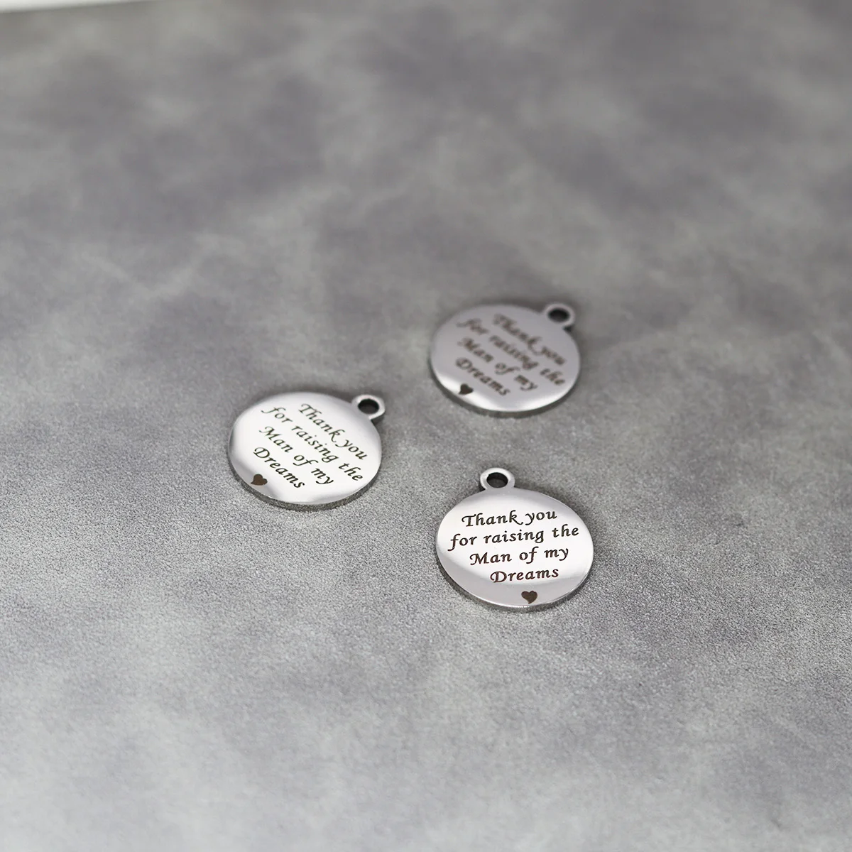 3pcs Laser Engraved Thank You for Raising The Man of My Dreams for Stainless Steel Charm  Jewelry Making Bulk Accessories