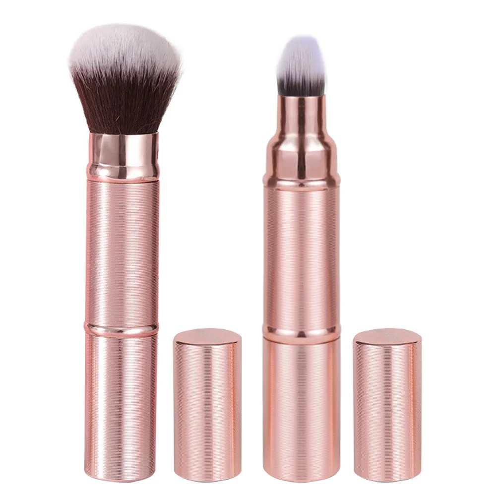 2 stuks draagbare make-upborstel compact dubbelzijdig intrekbaar ontwerp voor foundation blush -up tool multifunctioneel