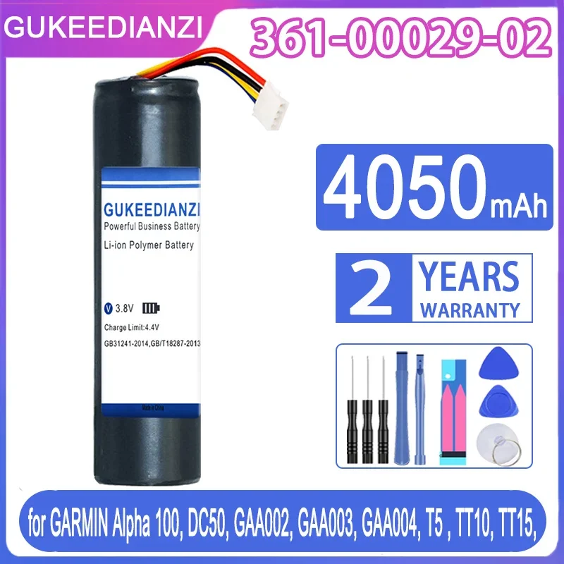 GUKEEDIANZI Replacement Battery 361-00029-02 4050mAh For GARMIN Alpha 100, DC50, GAA002, GAA003, GAA004, T5 , TT10, TT15,