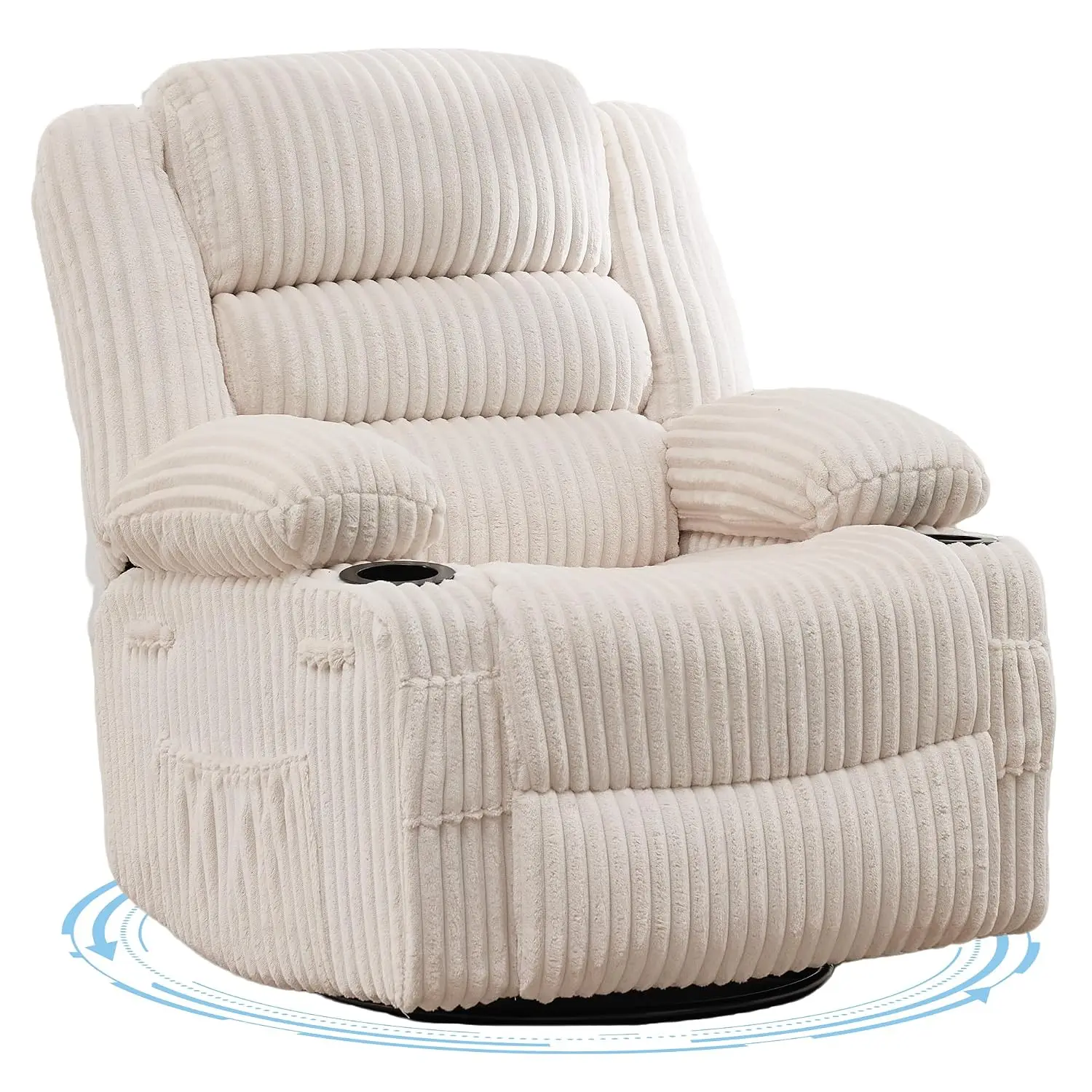 360° Swivel Rocker Recliner w/ Cup Holders, Oversized for Tall Adults, Living Room & Nursery, Upholstered Lounge, Customized