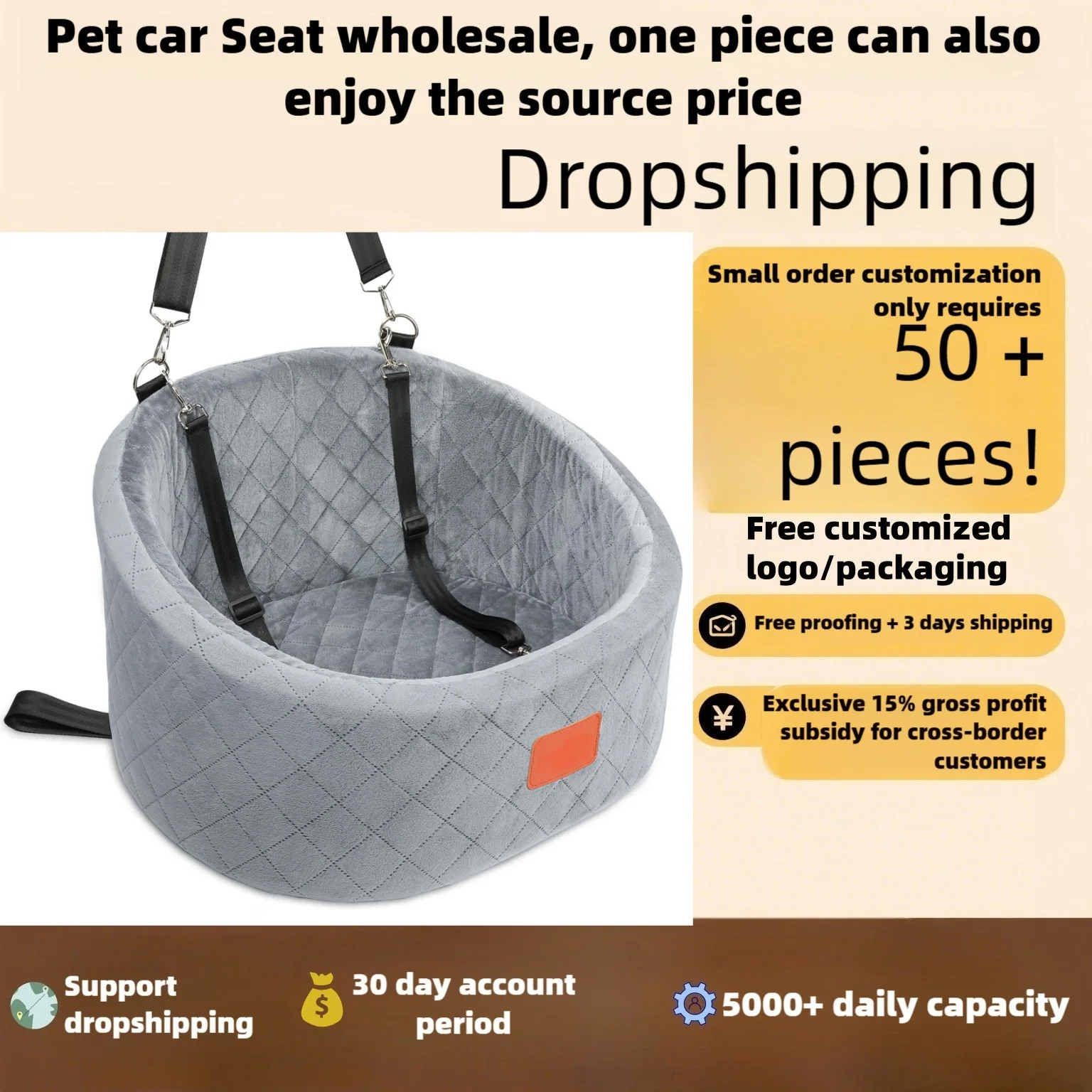 

Cross-border Hot-Selling Pet Car Nest Removable Washable Safety Seat for Small Medium Dogs