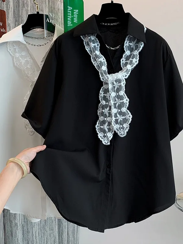 

plus Size Women's Casual irt Summer 2025 New Design Loose Fit Versatile ort Sve Ne Mid-Length Commute Sle