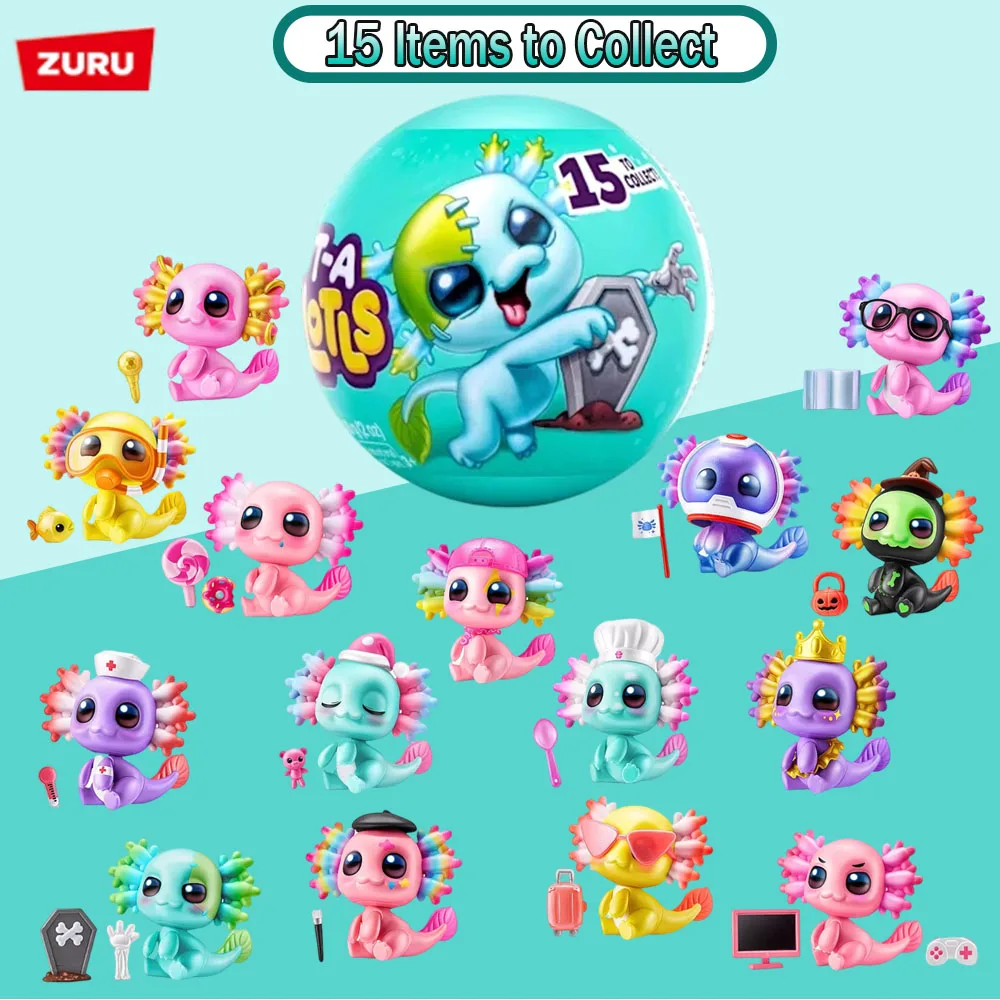 

zuru Five Times Surprise Egg Salamander Baby Mini Ball Blind Box Toy Mini Cute Animal Baby Ornament Hexagonal Doll Toy Gift