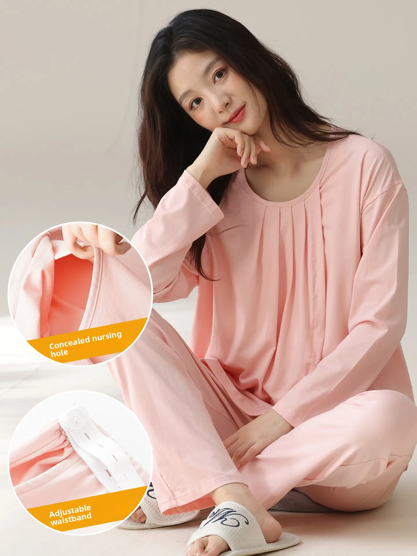 pure-cotton-thin-long-sleeve-long-pants-sleepwear-home-clothes-for-pregnant-women-postpartum-large-size-nursing-feeding
