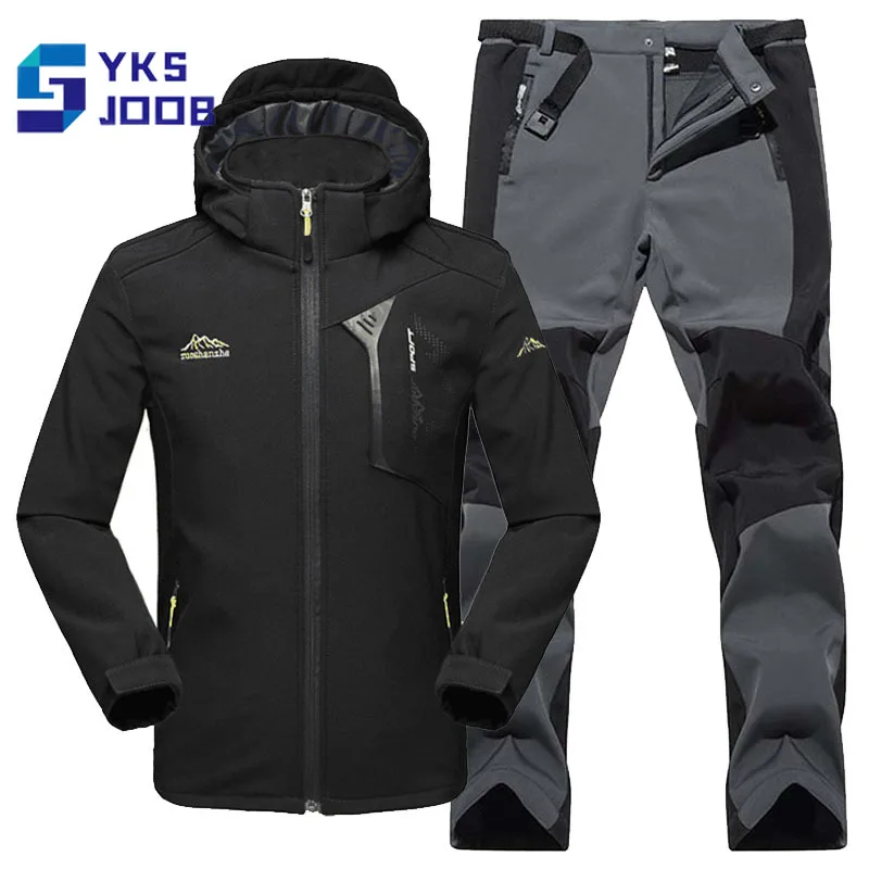 Winter Thermal Hiking Sets Mens Camping Treking Skiing Fishing Suit Outdoor Breathable Waterproof Windproof Warm Comfortable Set