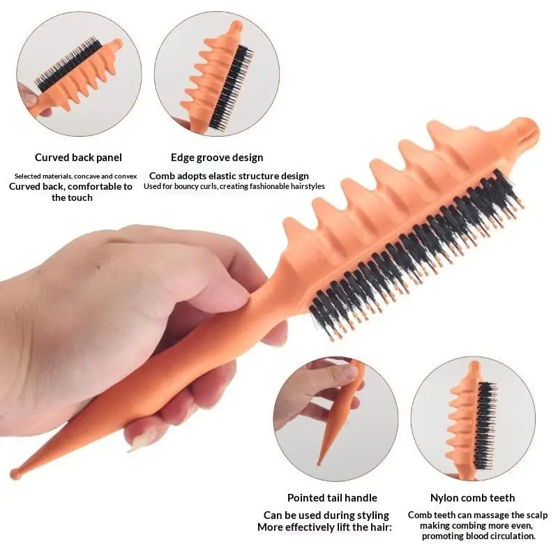 1PC Salon Quality Curling Hair Styling Brush For Men & Women Comb And Shape Curly Hair Reduce Pulling Hairdressing Tool