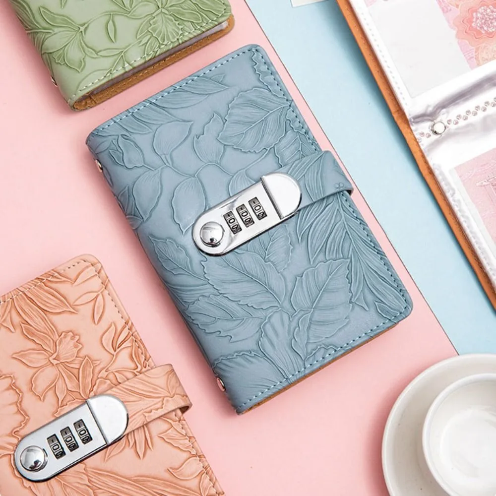 50Sheets Saving Money Binder PU Leather Emboss Flower Budget Binder with Lock Cash Envelopes Refillable Planner Organizer