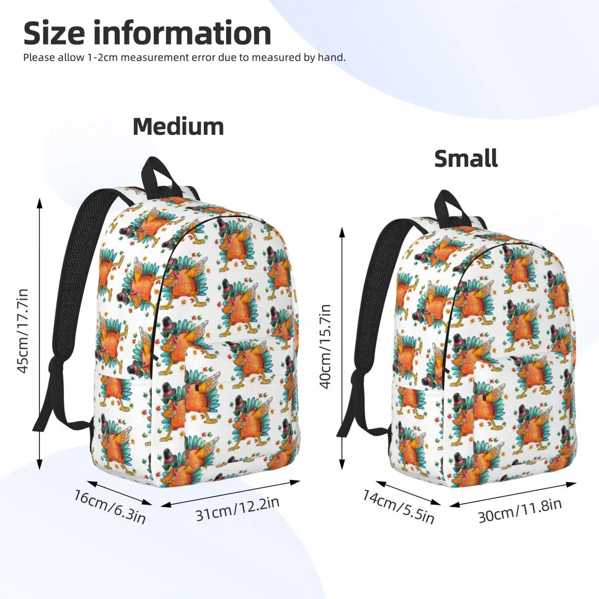 Holiday Celebration Thanksgiving Dancing Turkey Backpack Daypack Large Capacity BookBag School Bag Shoulder Bags for Boys Girls