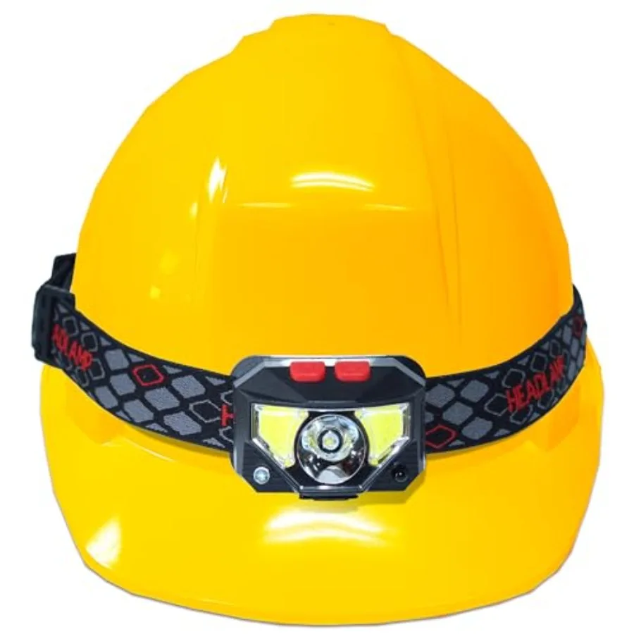 Hard Hat Light, Headlamp Rechargeable, Lightweight USB, XPG+COB 3 LED 200 Lumen Camping Helmet Light for Adults with Red Light