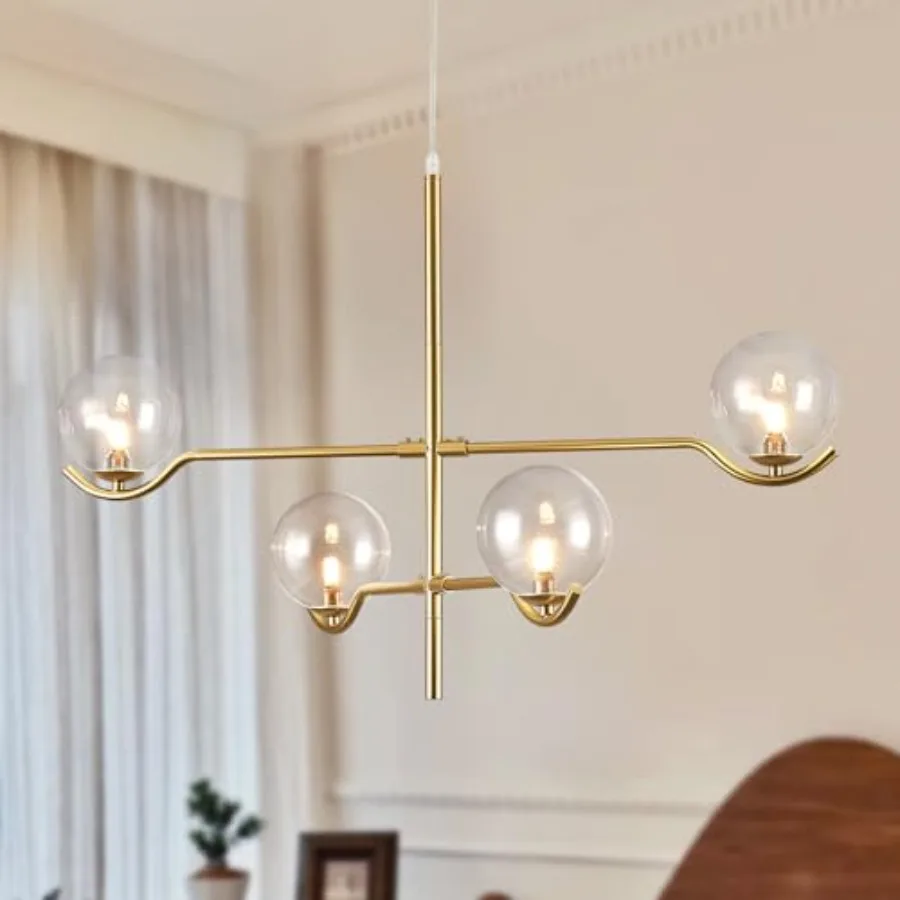 

4 Lights Sputnik Chandelier Modern Large L31 '' Mid Century Long Ceiling Pendant Light Fixtures with Shades for High Ceiling Li
