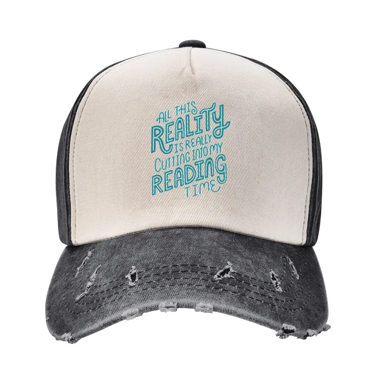 Reality Vs. Reading Book Nerd Quote Lettering Baseball Cap Visor Golf Horse Hat Male Women's