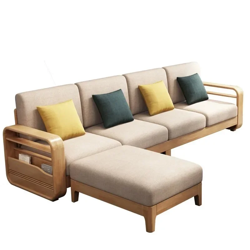 Nordic solid wood sofa winter and summer dual-purpose high box storage living room wooden small apartment