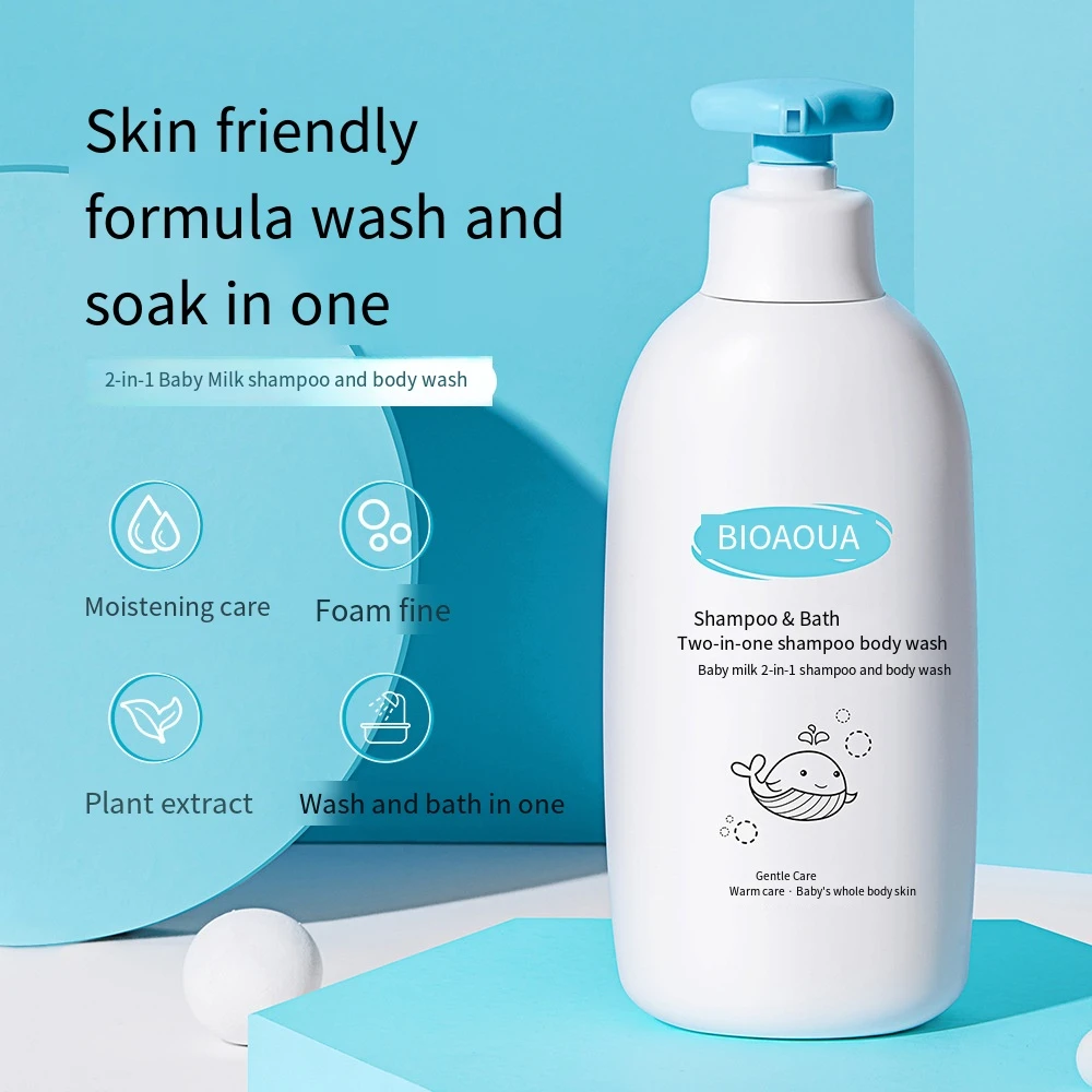 500ml Baby Milk 2-in-1 Shampoo and Body Wash Plant Extract Soft Smooth and Moisturizing Skin Bath Lotion Baby Shower Gels