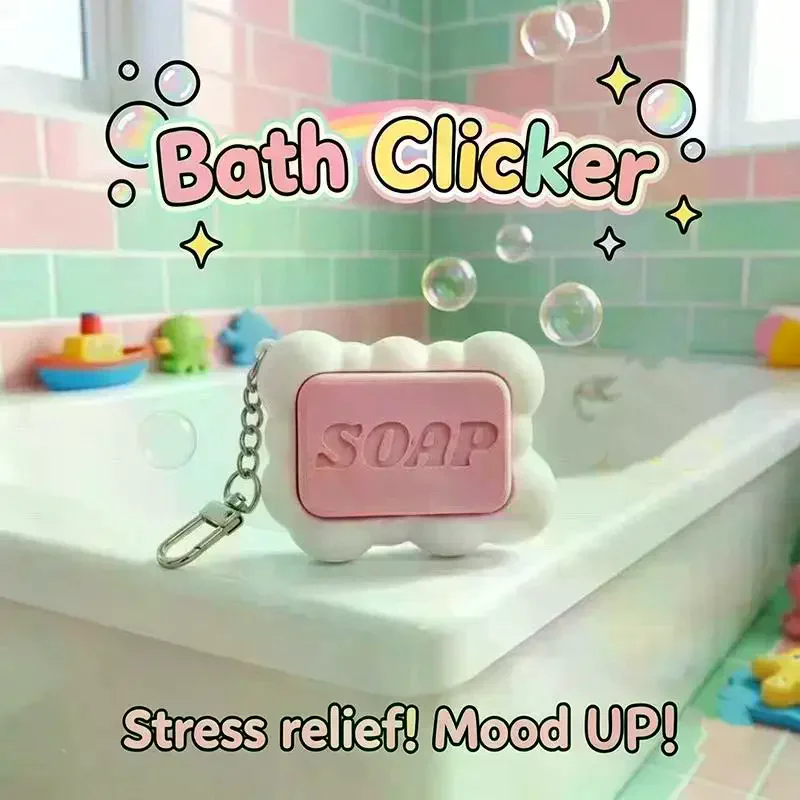 Soap Button Keyboard Fidget Toy Creative 3D Printed Funny Decompression Keyboard Clicker Press-Type Relax Bag Pendant Keyring