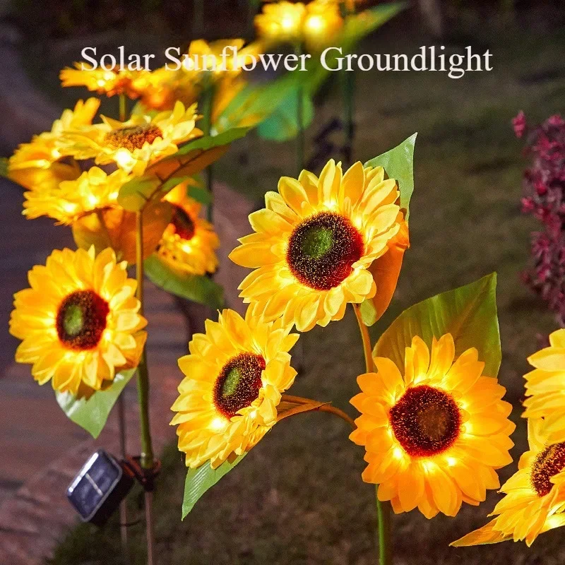 Simulierte Outdoor Solar Sonnenblumen Smart Sense Garten Lichter Hof Hochzeit Thanksgiving Dekor Licht Wasserdichte LED Rasen Licht