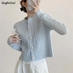 Cardigan Women Solid Gentle Stylish Knitted Vintage Twist O-neck Soft Lazy Sweater Outwear All-match Korean Fashion Autumn Ins