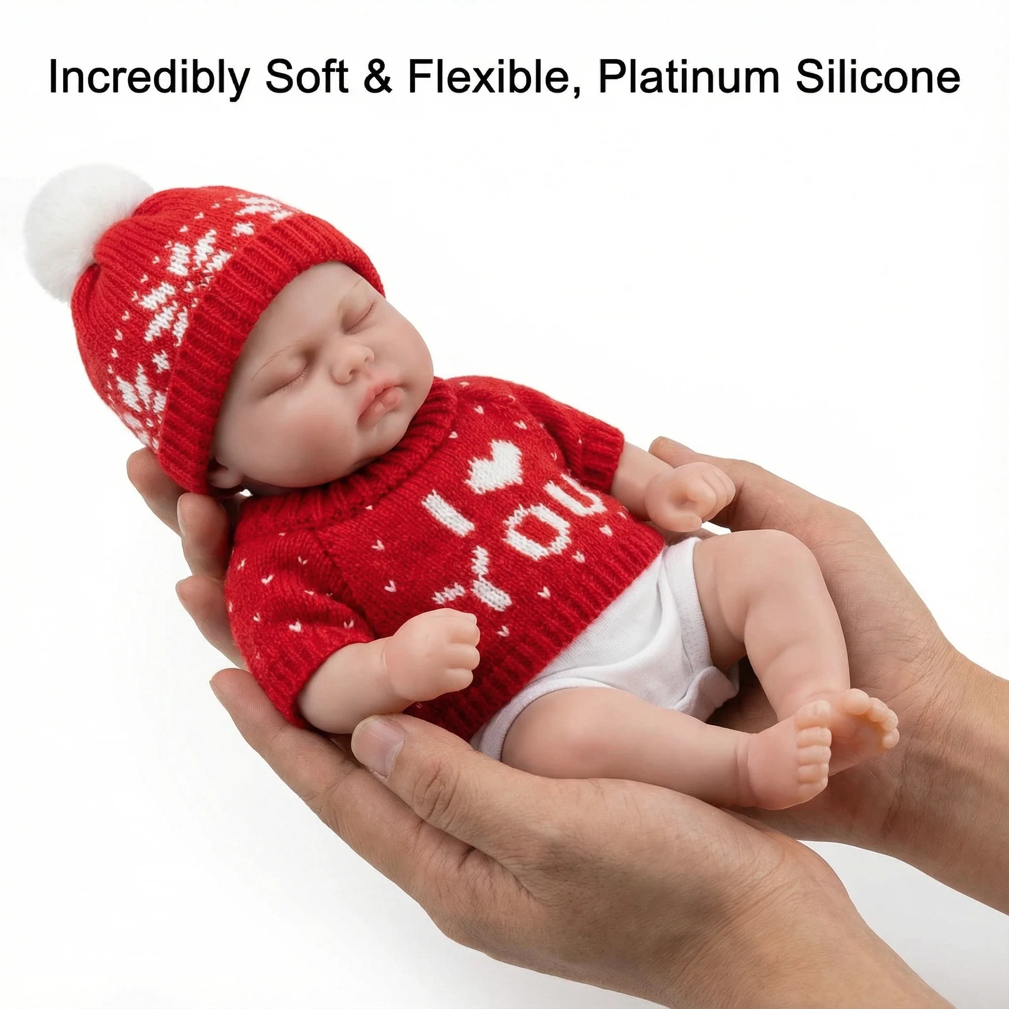 NPK 12inch Pickle Full Solid Silicone Doll - Flexible Elastic Super Soft Cute Small Size Squish Lifelike Reborn Bebe Toy