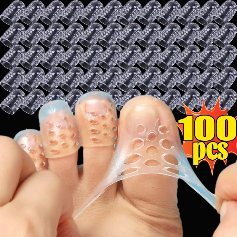 5/100PCS Transparent Breathable Toe Covers Silicone Prevents Blisters Tube Elasticity Anti-Friction Foot Care Toes Protectors