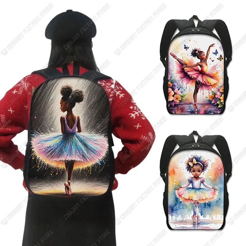Afro Dancing Girl Print Backpack Ballet Girl Women Rucksack Casual School Bags for Teens Laptop Daypack Bookbag