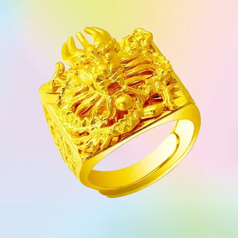 

Gift Gold shop same men's model 999 real gold ring 18K agate Pixiu fortune adjustable opening gold inlay jade