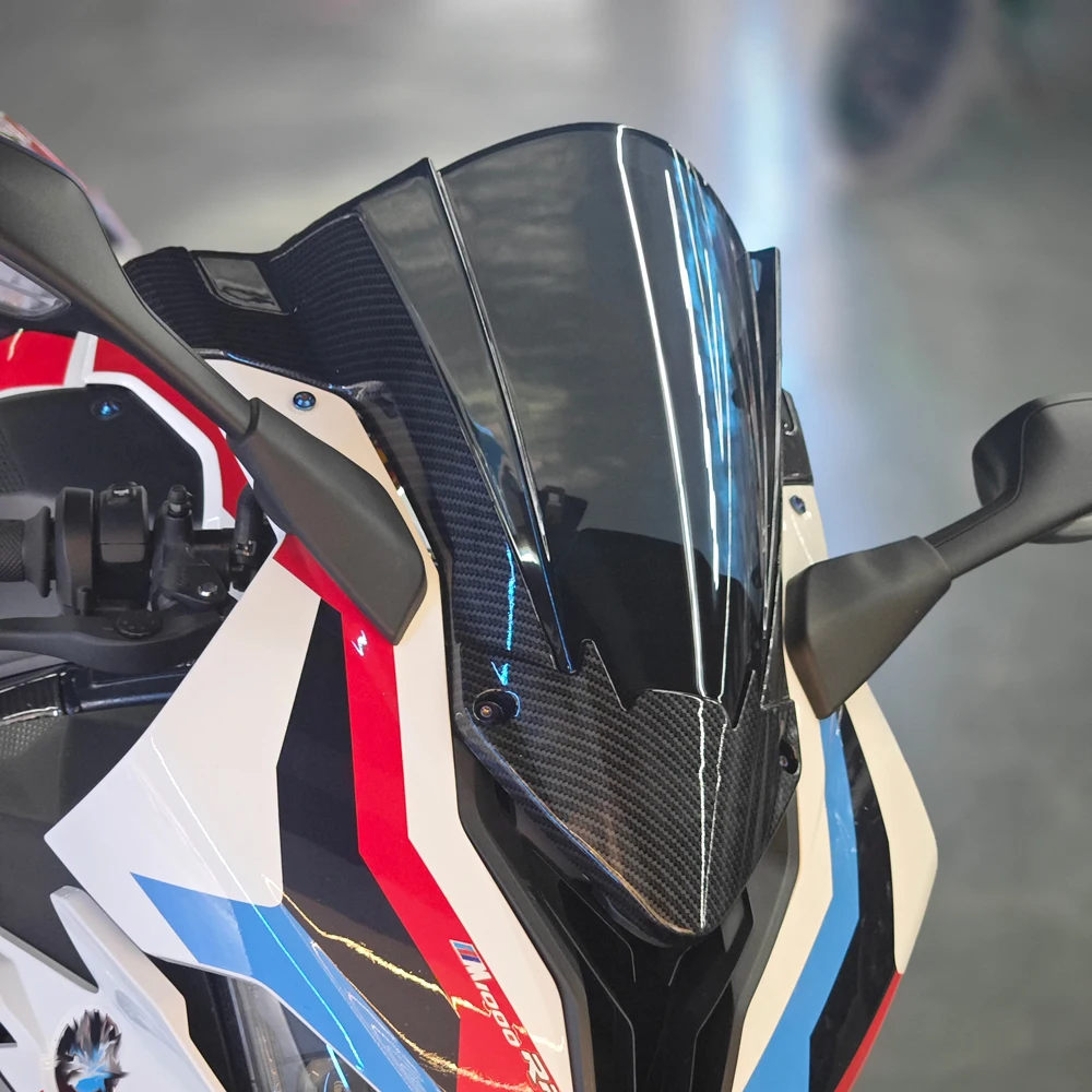 الزجاج الأمامي لسيارات BMW S1000RR S 1000 RR 2019 2020 2021 2022 2023 2024 منحرف شاشة الرياح الزجاج الأمامي من ألياف الكربون رمادي