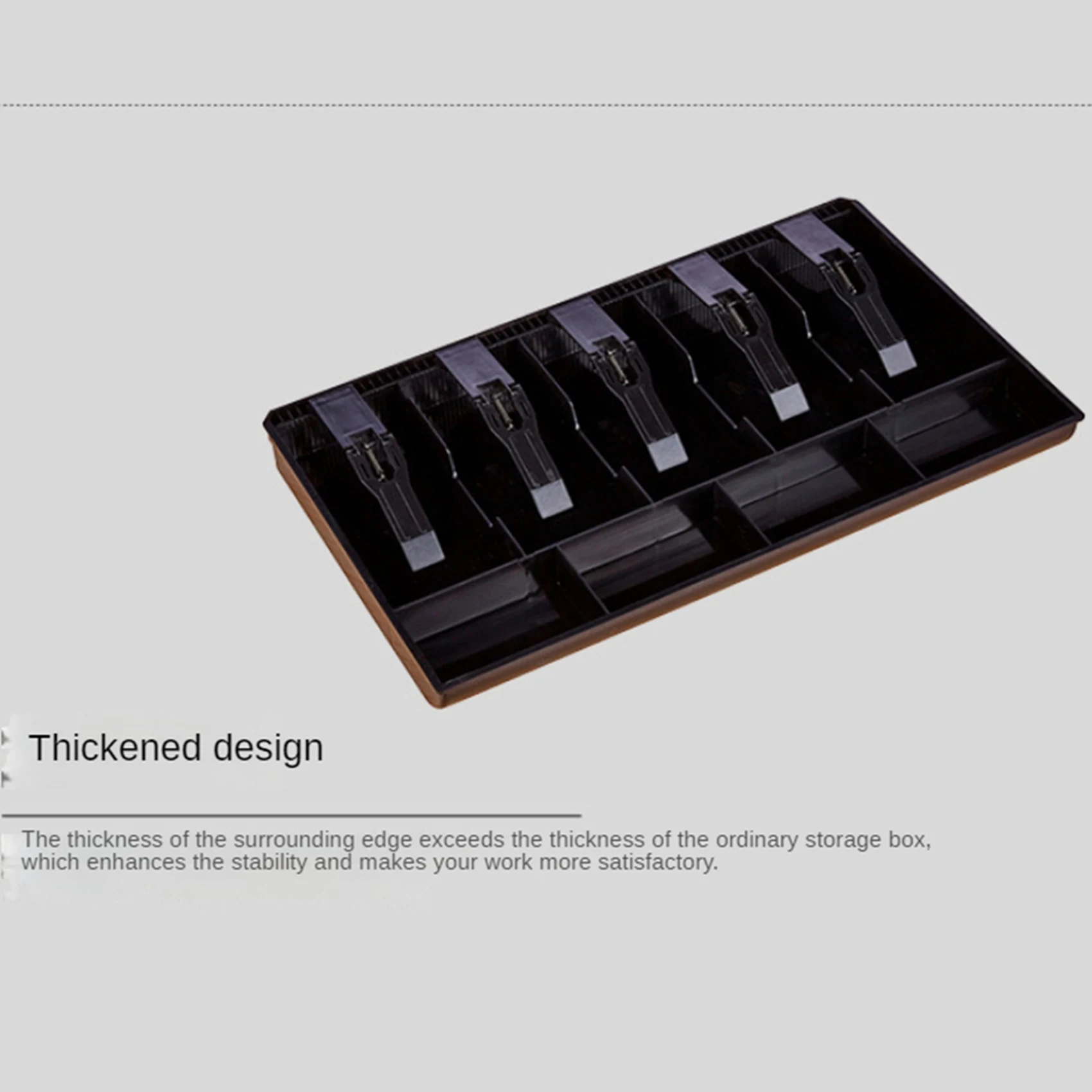 BHBD-2X Cash Register Drawer Insert Tray 5 Banknotes/4 Coin Compartments With Metal Clips, Supermarket Cash Box
