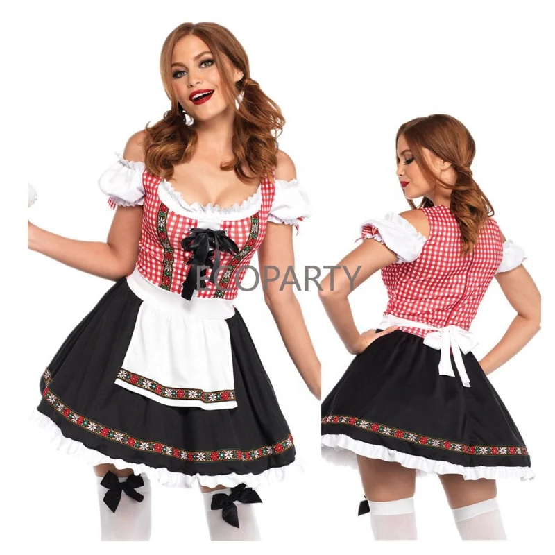 

Women Oktoberfest Costume Funny Adult Beer Parade Tavern Bartender Waitress Outfit Cosplay Carnival Halloween Fancy Party Dress