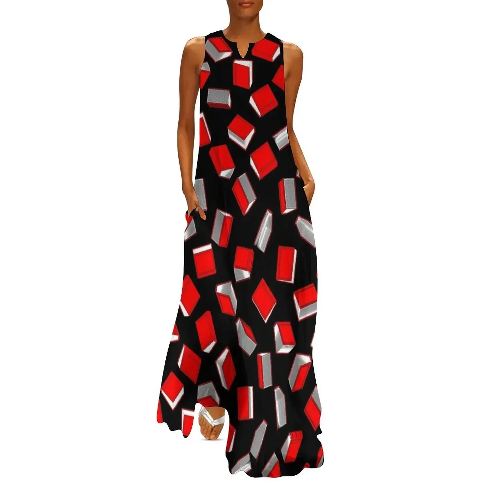 

Polka Dot Books Pattern Long Dress dress korean style Clothing Dress women Elegant gown