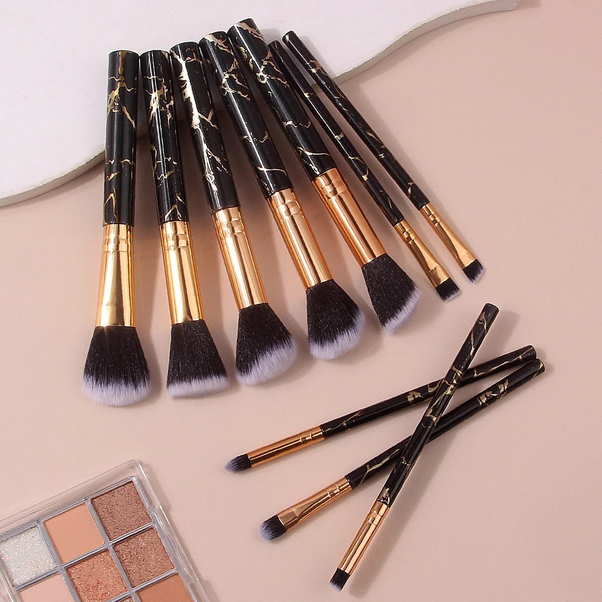 10 قطعة من فرش المكياج الرخامية الفاخرة الاصطناعية كابوكي الأساس مزج بودرة الوجه أحمر الخدود المخفي ظلال العيون فرش #1