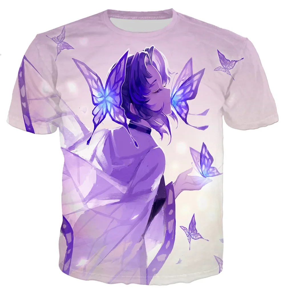 

Demon Killer Kochou Shinobu Animation 3D printed T-shirt, men's short-sleeved T-shirt, Harajuku T-shirt, children's clothing